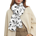 White And Black Mantis Pattern Print Scarf