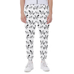 White And Black Mantis Pattern Print Scuba Joggers