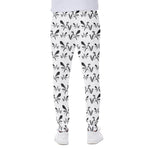 White And Black Mantis Pattern Print Scuba Joggers