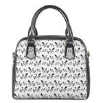 White And Black Mantis Pattern Print Shoulder Handbag