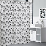 White And Black Mantis Pattern Print Shower Curtain