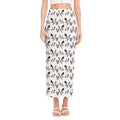 White And Black Mantis Pattern Print Side Slit Maxi Skirt