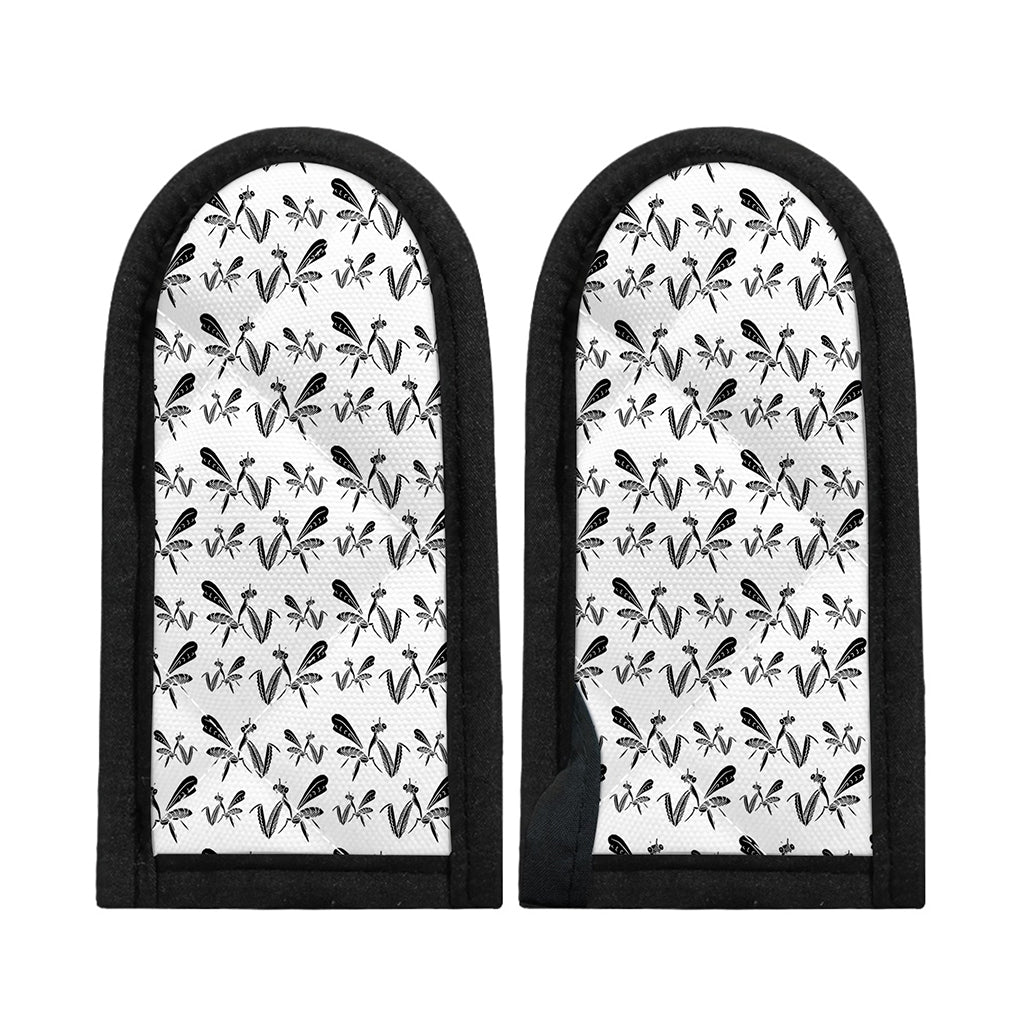 White And Black Mantis Pattern Print Skillet Handle Cover