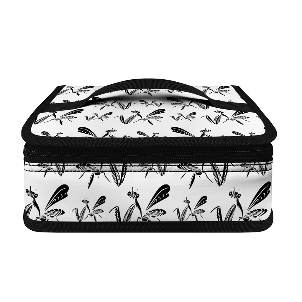 White And Black Mantis Pattern Print Small Lunch Bag