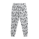 White And Black Mantis Pattern Print Sweatpants