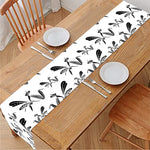 White And Black Mantis Pattern Print Table Runner