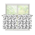 White And Black Mantis Pattern Print Tier Curtains