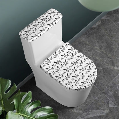 White And Black Mantis Pattern Print Toilet Lid And Tank Cover Set