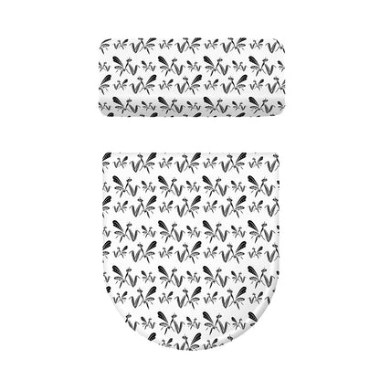 White And Black Mantis Pattern Print Toilet Lid And Tank Cover Set