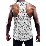 White And Black Mantis Pattern Print Training Tank Top