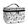 White And Black Mantis Pattern Print Travel Makeup Bag