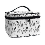 White And Black Mantis Pattern Print Travel Makeup Bag