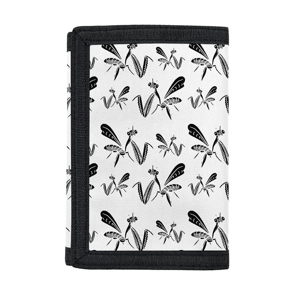 White And Black Mantis Pattern Print Trifold Wallet