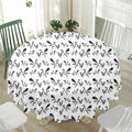 White And Black Mantis Pattern Print Waterproof Round Tablecloth