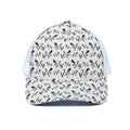 White And Black Mantis Pattern Print White Mesh Trucker Hat