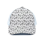 White And Black Mantis Pattern Print White Mesh Trucker Cap