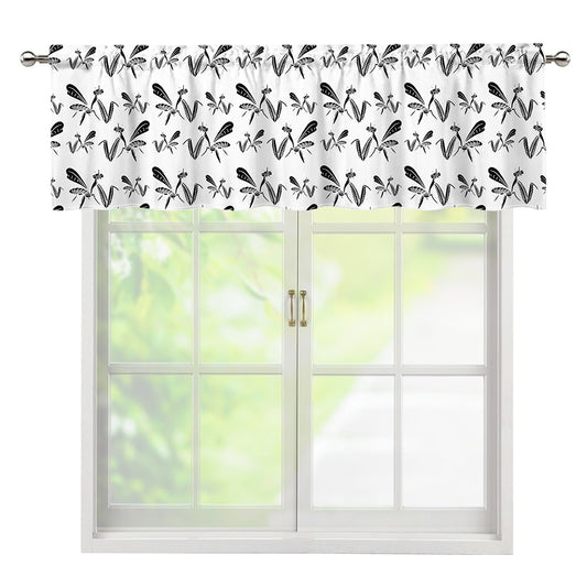 White And Black Mantis Pattern Print Window Valance