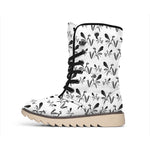 White And Black Mantis Pattern Print Winter Boots