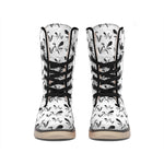 White And Black Mantis Pattern Print Winter Boots