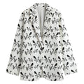 White And Black Mantis Pattern Print Women's Cotton Blazer