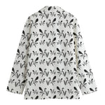 White And Black Mantis Pattern Print Women's Cotton Blazer