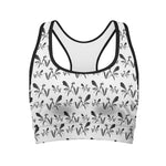 White And Black Mantis Pattern Print Women's Sports Bra