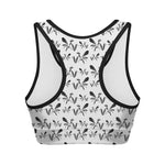 White And Black Mantis Pattern Print Women's Sports Bra