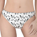 White And Black Mantis Pattern Print Women's Thong