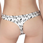 White And Black Mantis Pattern Print Women's Thong