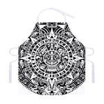 White And Black Maya Calendar Print Adjustable Apron