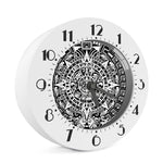 White And Black Maya Calendar Print Alarm Clock