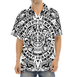 White And Black Maya Calendar Print Aloha Shirt