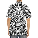 White And Black Maya Calendar Print Aloha Shirt