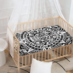 White And Black Maya Calendar Print Baby Crib Sheet