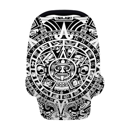 White And Black Maya Calendar Print Baby Seat Cover
