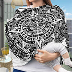 White And Black Maya Calendar Print Baby Seat Cover