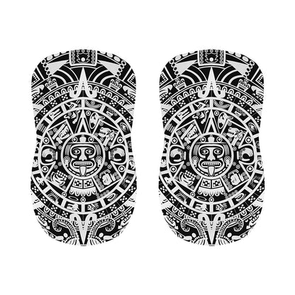 White And Black Maya Calendar Print Bar Stool Covers