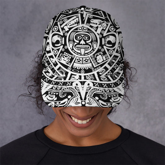 White And Black Maya Calendar Print Baseball Cap