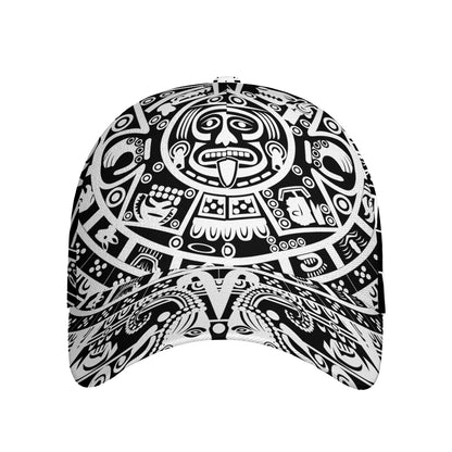 White And Black Maya Calendar Print Baseball Cap