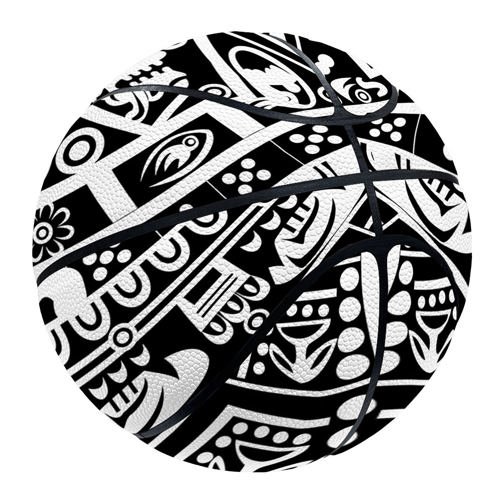 White And Black Maya Calendar Print Basketball