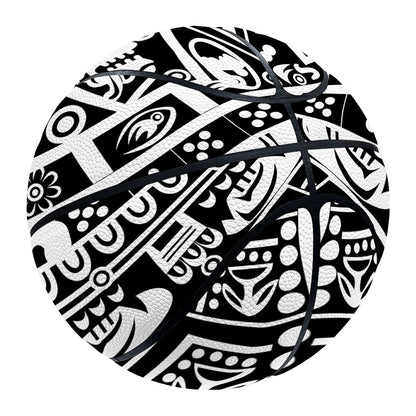 White And Black Maya Calendar Print Basketball