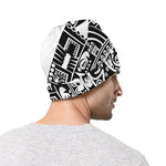 White And Black Maya Calendar Print Beanie
