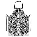 White And Black Maya Calendar Print Bib Apron With Pocket