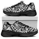 White And Black Maya Calendar Print Black Chunky Shoes