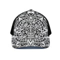White And Black Maya Calendar Print Black Mesh Trucker Hat