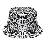 White And Black Maya Calendar Print Bucket Hat