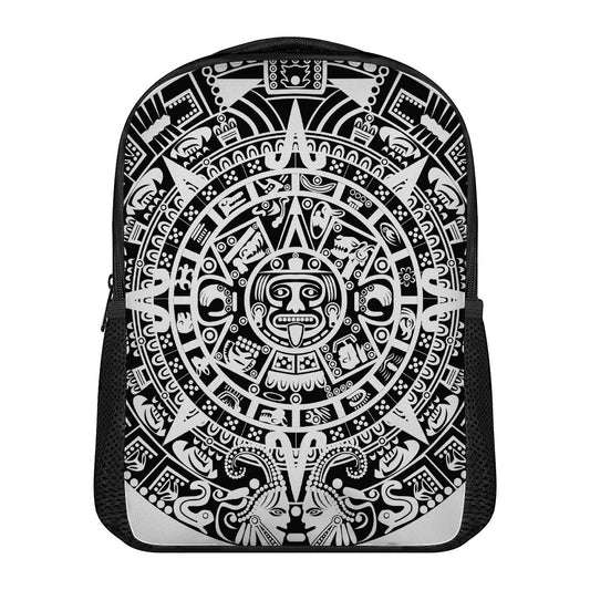 White And Black Maya Calendar Print Casual Backpack