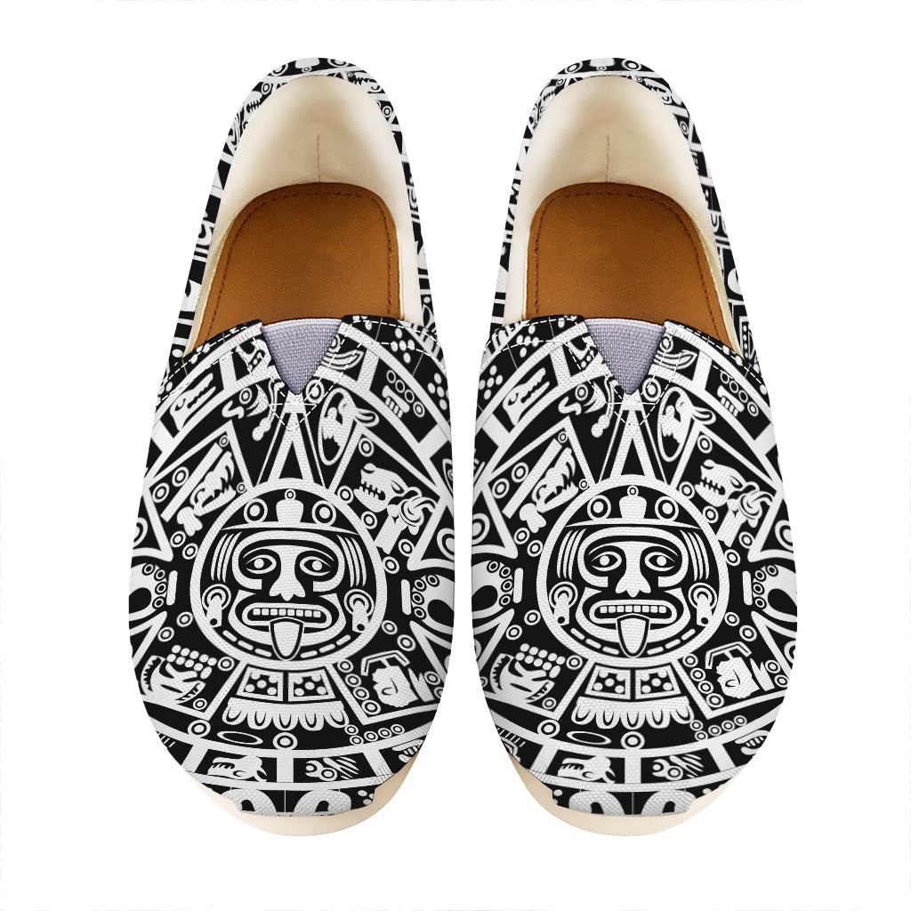 White And Black Maya Calendar Print Casual Shoes