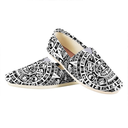 White And Black Maya Calendar Print Casual Shoes