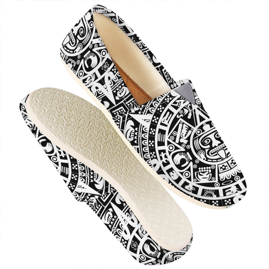 White And Black Maya Calendar Print Casual Shoes
